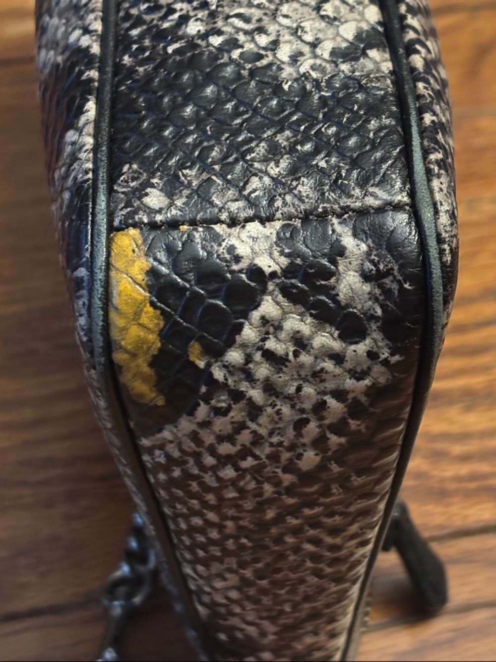 Coach 65393 Python Print Leather Wristlet/Clutch/small bag, Gunmetal Chain Strap - Picture 10 of 10
